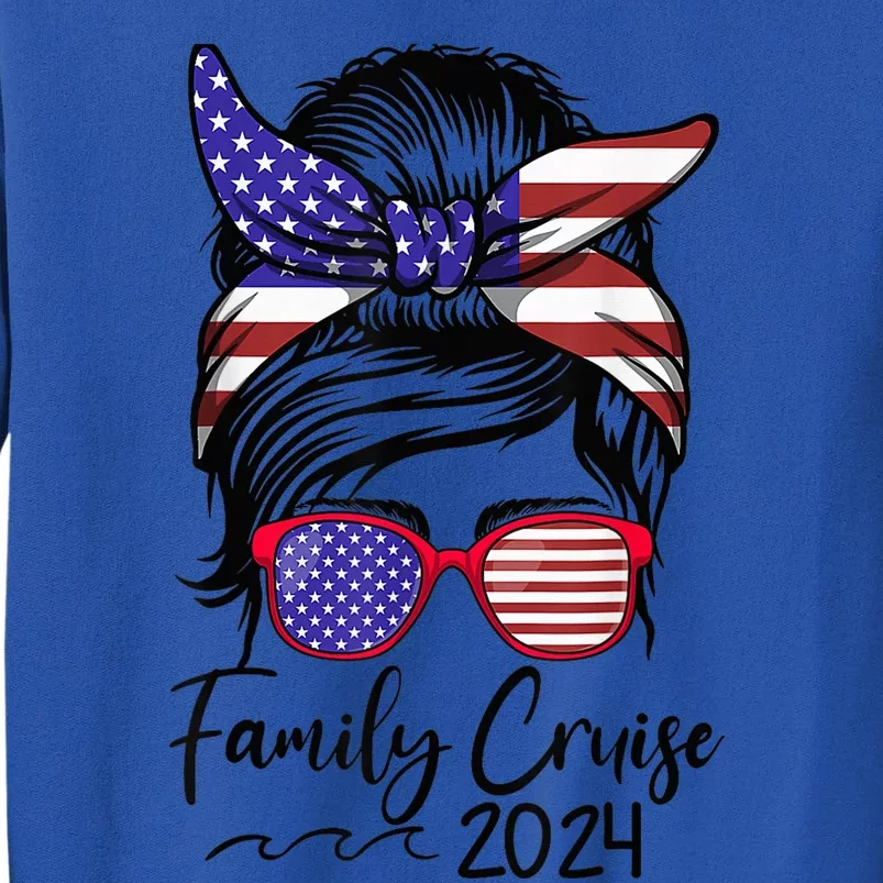 Family Cruise 2024 Matching Messy Bun Cruise Squad Shirt Sweatshirt