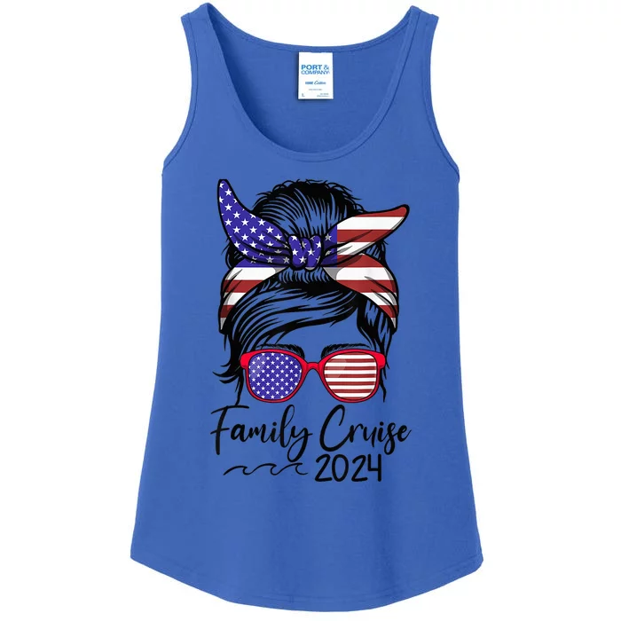 Family Cruise 2024 Matching Messy Bun Cruise Squad Shirt Ladies Essential Tank