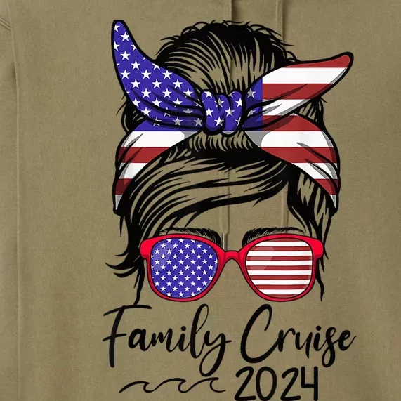 Family Cruise 2024 Matching Messy Bun Cruise Squad Shirt Premium Hoodie