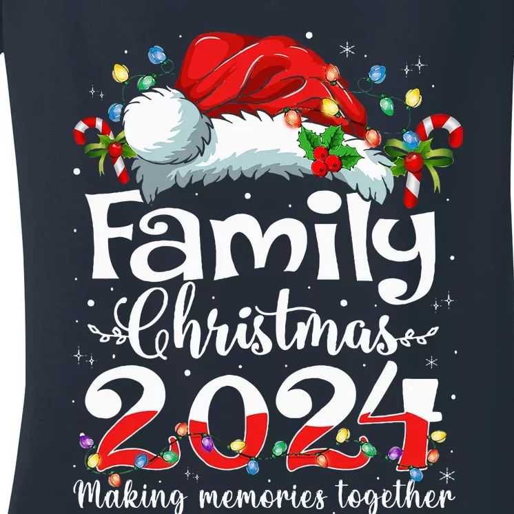 Family Christmas 2024 Matching Squad Santa Elf Funny Xmas Women's V-Neck T-Shirt