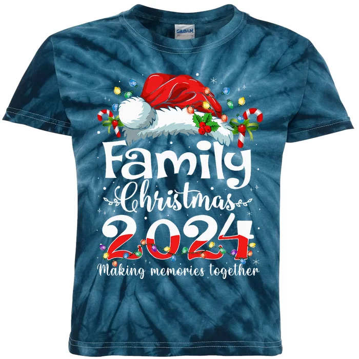 Family Christmas 2024 Matching Squad Santa Elf Funny Xmas Kids Tie-Dye T-Shirt