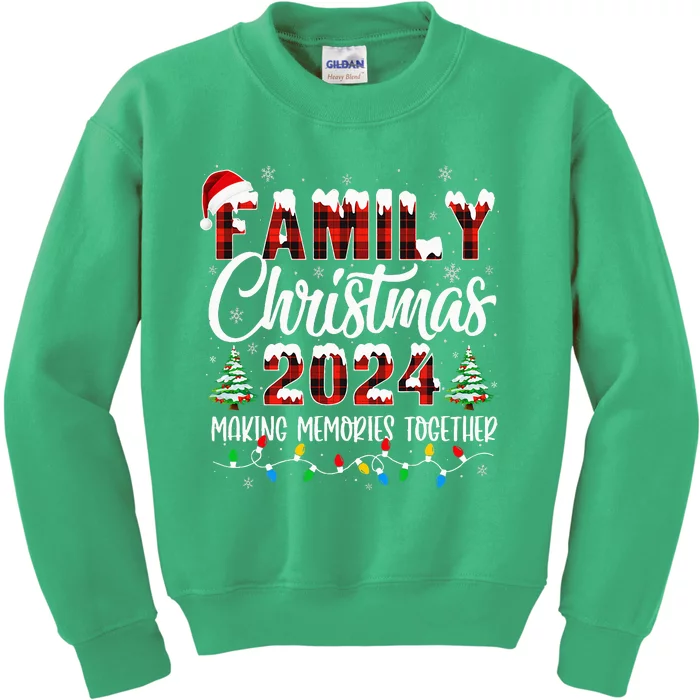 Family Christmas 2024 Matching Squad Santa Red Plaid Xmas Kids Sweatshirt