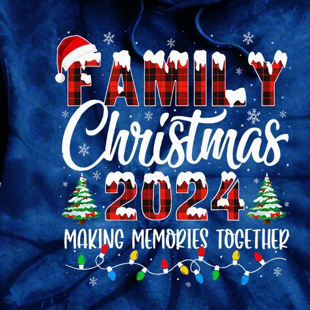 Family Christmas 2024 Matching Squad Santa Red Plaid Xmas Tie Dye Hoodie