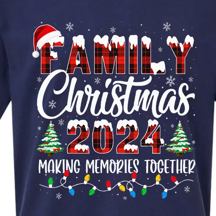 Family Christmas 2024 Matching Squad Santa Red Plaid Xmas Sueded Cloud Jersey T-Shirt