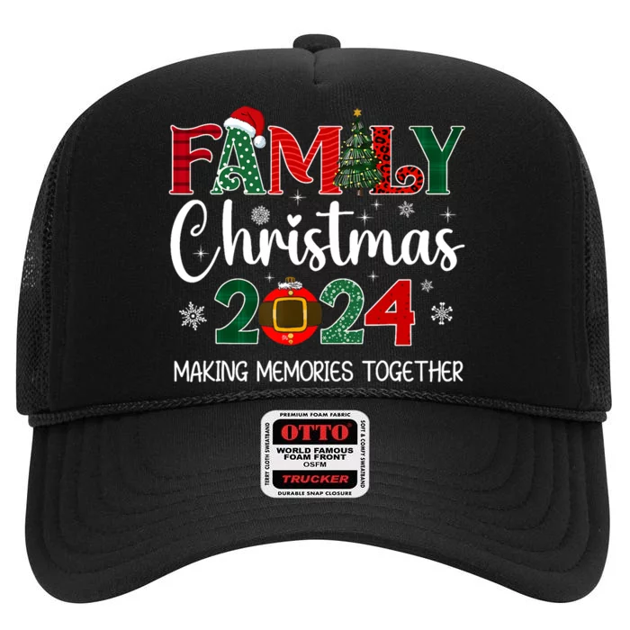 Family Christmas 2024 Matching Outfit Xmas Squad Santa Group High Crown Mesh Trucker Hat