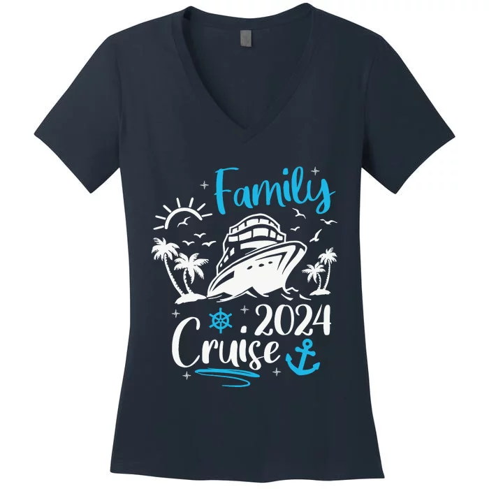 Family Cruise 2024 Making Memories Family Vacation Trip 2024 Women's V-Neck T-Shirt