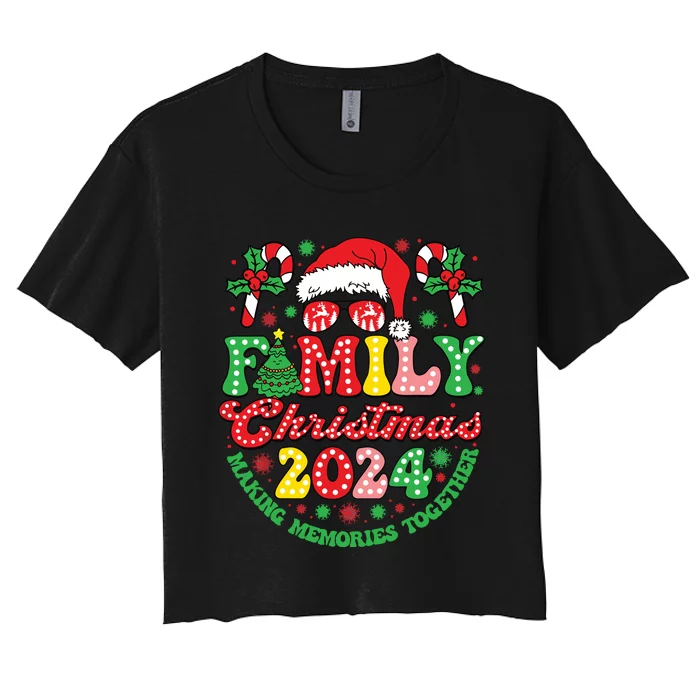 Family Christmas 2024 Christmas Squad Xmas Matching Pajamas Women's Crop Top Tee