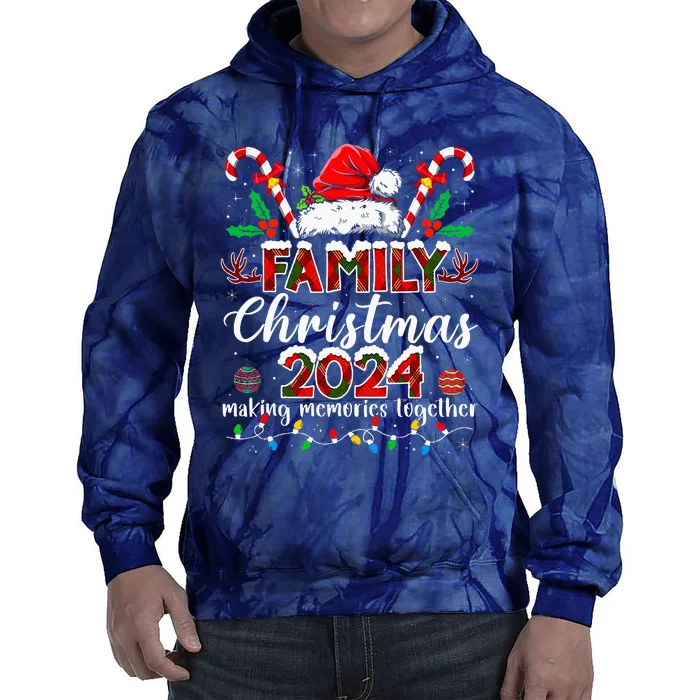 Family Christmas 2024 Matching Squad Santa Elf Funny Xmas Tie Dye Hoodie