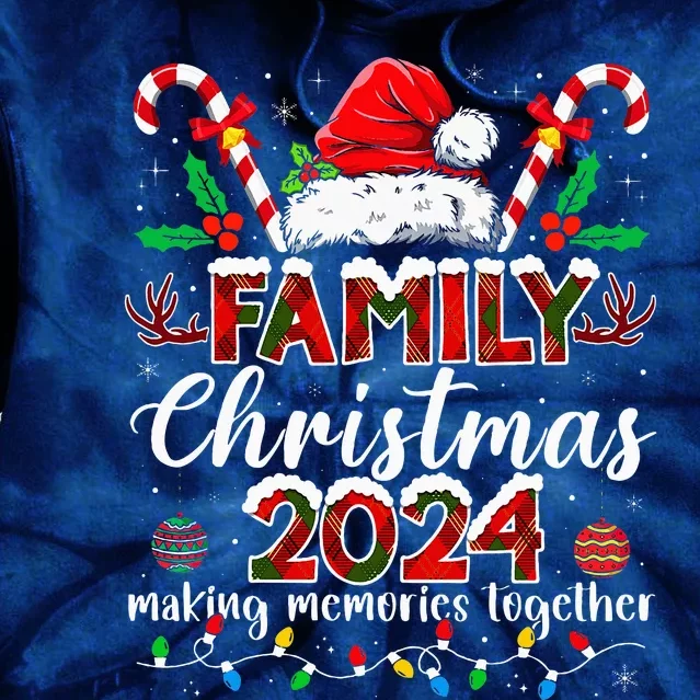 Family Christmas 2024 Matching Squad Santa Elf Funny Xmas Tie Dye Hoodie