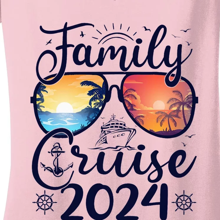 Family Cruise 2024 Summer Vacation Matching Family Cruise Women's V-Neck T-Shirt