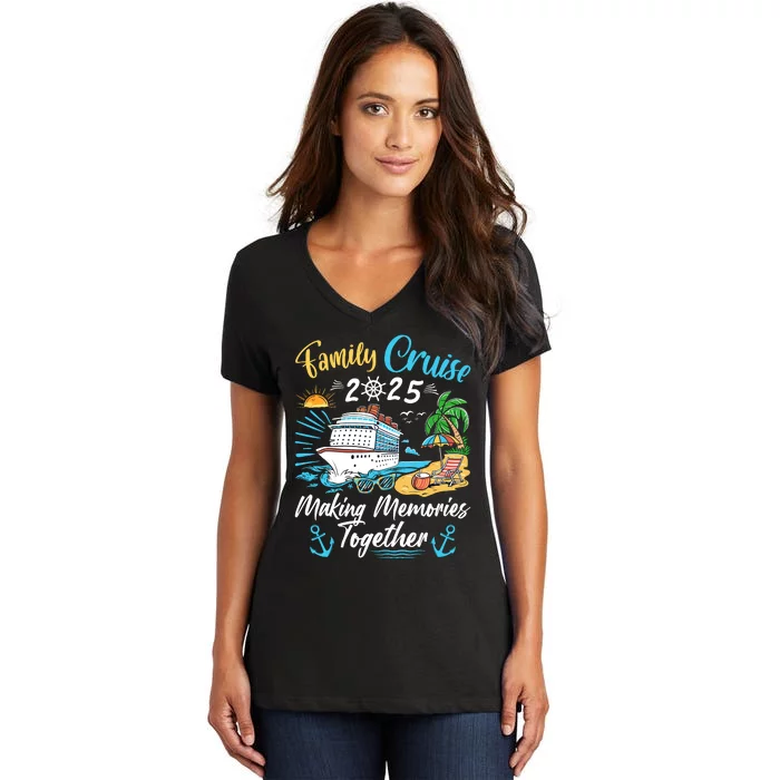 Family Cruise 2025 Family Matching Cruise Vacation Party Women's V-Neck T-Shirt