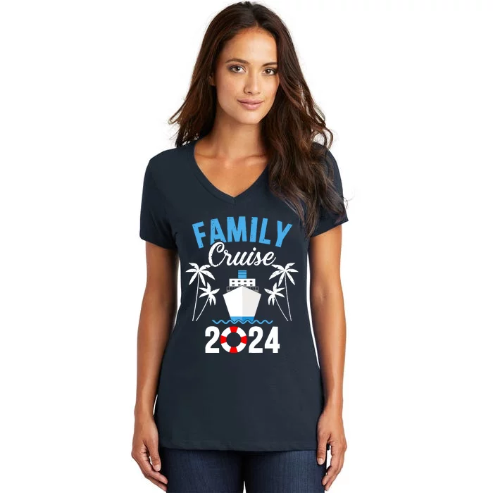 Family Cruise 2024 For Cruising Ship Vacation Women's V-Neck T-Shirt