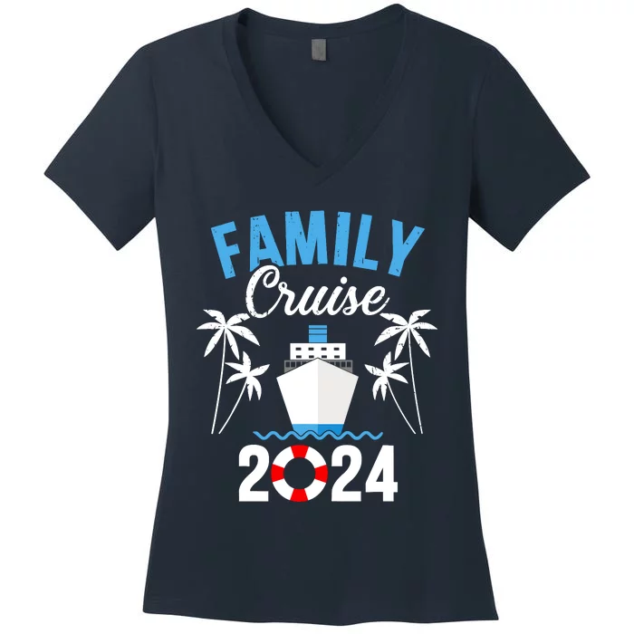 Family Cruise 2024 For Cruising Ship Vacation Women's V-Neck T-Shirt