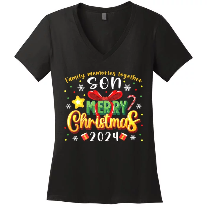 Family Christmas 2024 Matching Family Outfit Funny Christmas Women's V-Neck T-Shirt