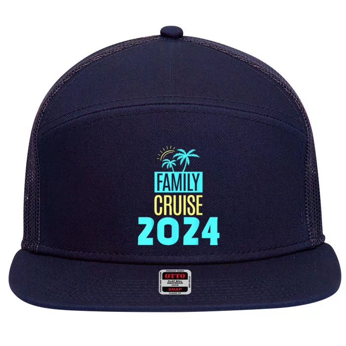 Family Cruise 2024 Travel Ship Vacation 7 Panel Mesh Trucker Snapback Hat