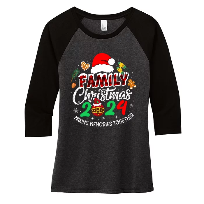 Family Christmas 2024 Making Memories Together Matching Family Women's Tri-Blend 3/4-Sleeve Raglan Shirt