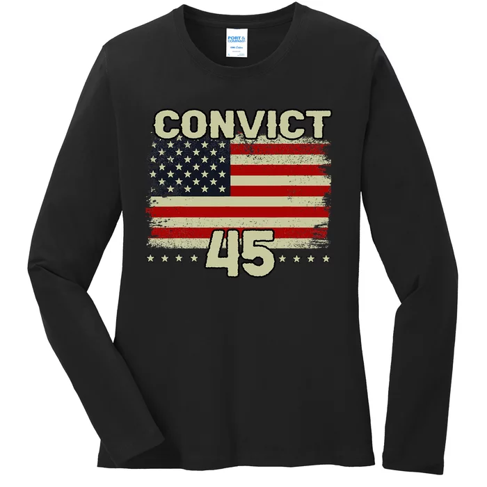 Funny Convict 45 No One Is Above The Law American Us Flag Ladies Long Sleeve Shirt