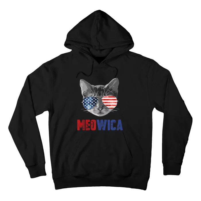 Funny Cat 4th Of July Meowica Merica Usa American Flag Hoodie