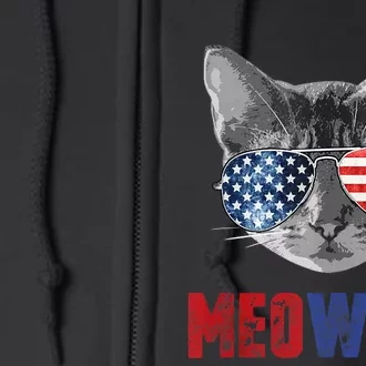 Funny Cat 4th Of July Meowica Merica Usa American Flag Full Zip Hoodie