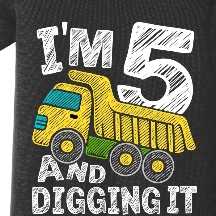 Five Construction 5th Birthday Gifts Fourth Boy 5 Years Old Baby Bodysuit