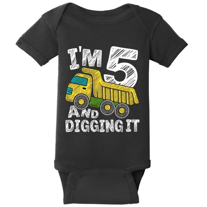 Five Construction 5th Birthday Gifts Fourth Boy 5 Years Old Baby Bodysuit