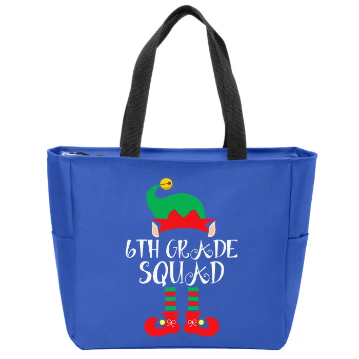 Funny Christmas 6th Grade Squad ELF Xmas Matching Teacher Zip Tote Bag