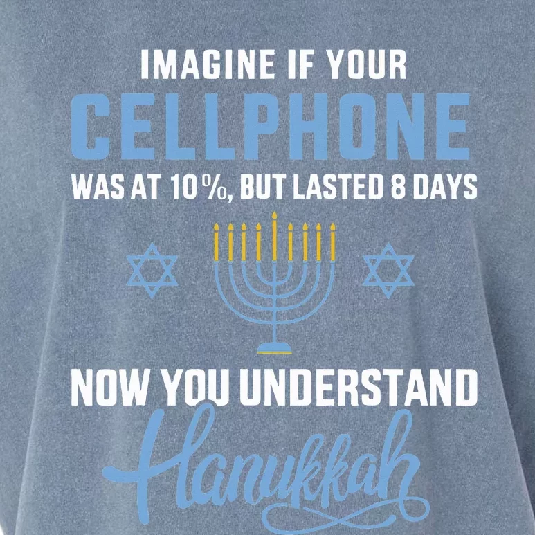 Funny cellphone 8 days understand jewish Hanukkah Chanukah Garment-Dyed Women's Muscle Tee