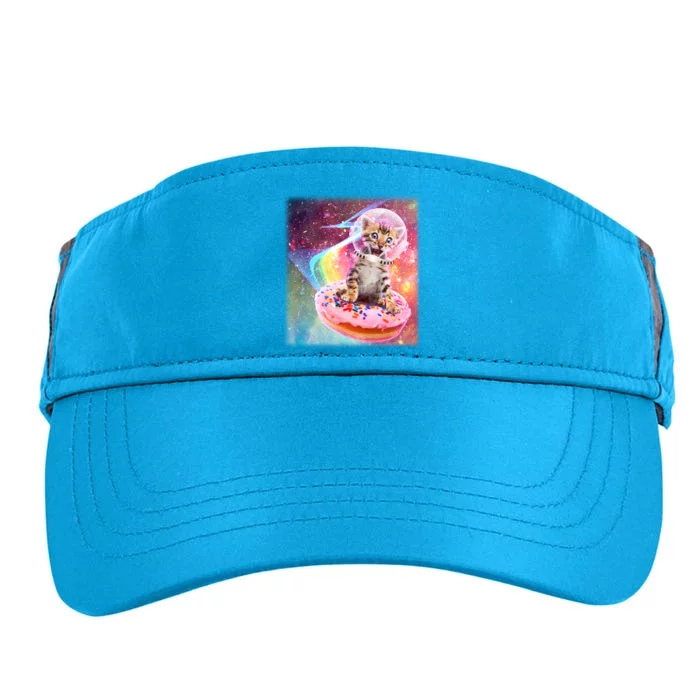 Funny Cute Astronaut Kitty On Rainbow Sprinkle Donut Adult Drive Performance Visor