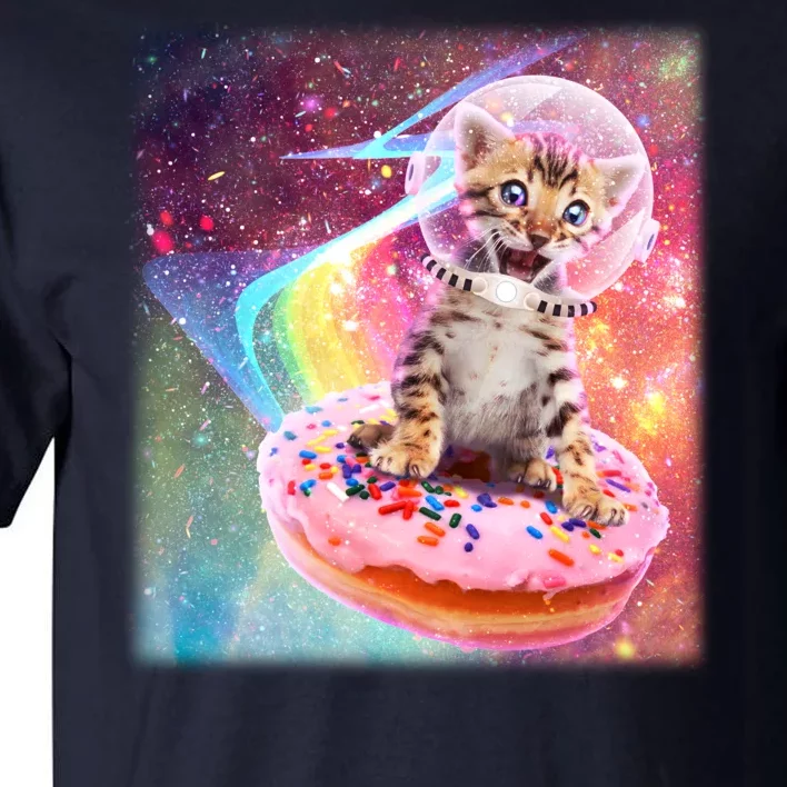 Funny Cute Astronaut Kitty On Rainbow Sprinkle Donut Tall T-Shirt