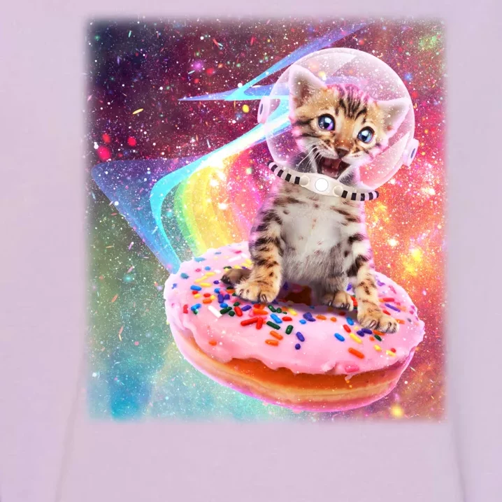 Funny Cute Astronaut Kitty On Rainbow Sprinkle Donut Garment-Dyed Sweatshirt