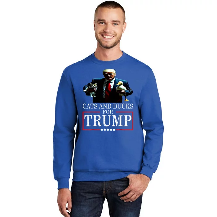 Funny Cats And Ducks For Trump 2024 Kittens Gift Sweatshirt