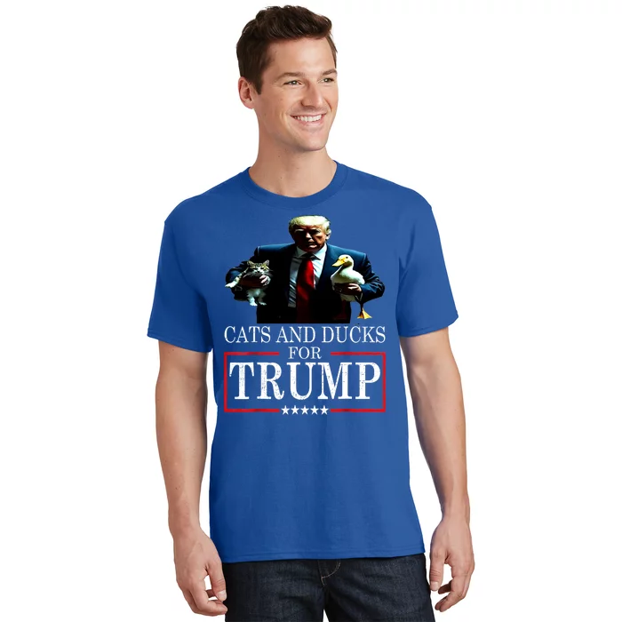 Funny Cats And Ducks For Trump 2024 Kittens Gift T-Shirt