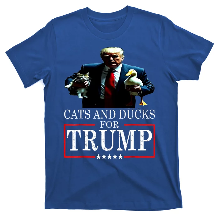 Funny Cats And Ducks For Trump 2024 Kittens Gift T-Shirt