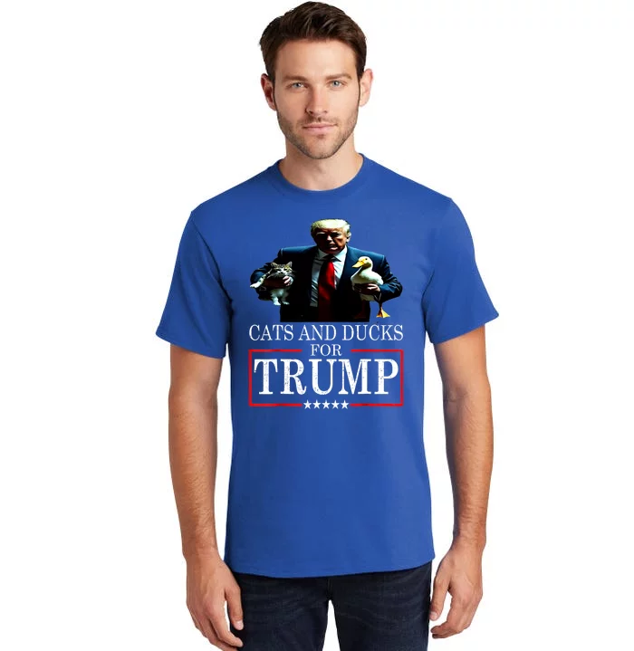 Funny Cats And Ducks For Trump 2024 Kittens Gift Tall T-Shirt