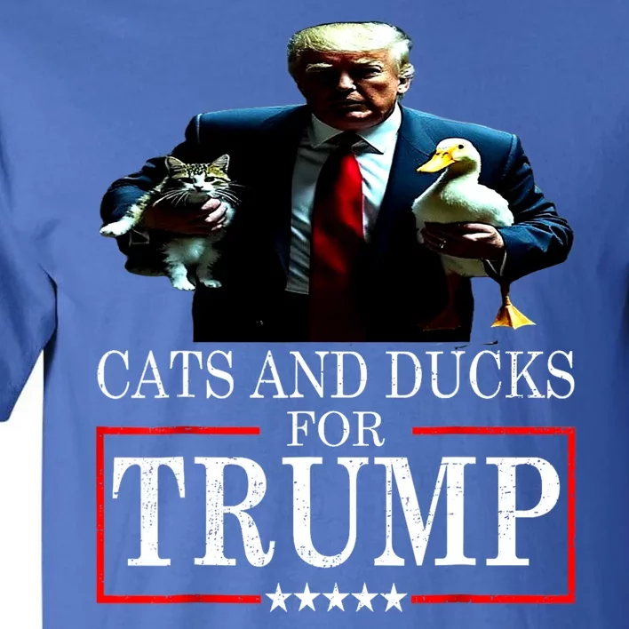 Funny Cats And Ducks For Trump 2024 Kittens Gift Tall T-Shirt