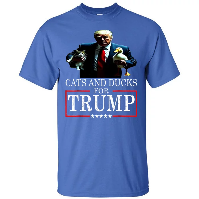 Funny Cats And Ducks For Trump 2024 Kittens Gift Tall T-Shirt