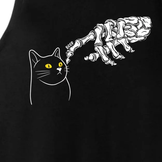 Funny Cat And Skeleton Hand Halloween Design Gift Ladies Tri-Blend Wicking Tank