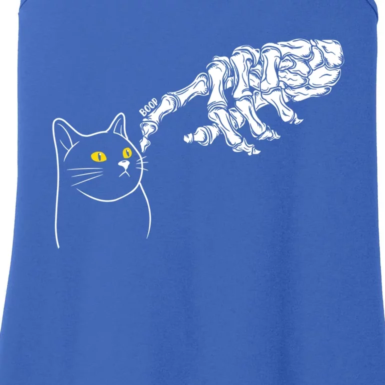 Funny Cat And Skeleton Hand Halloween Design Gift Ladies Essential Tank