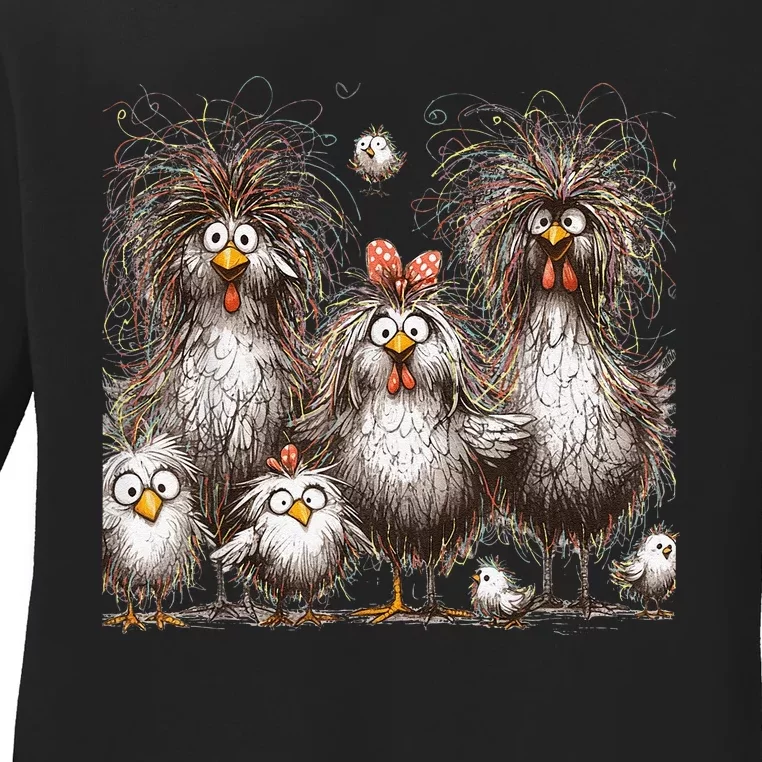 Funny Chicken Art Eagerlys Ladies Long Sleeve Shirt