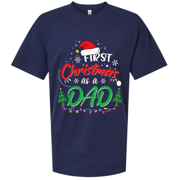 First Christmas As A Dad New Daddy 1st Christmas Sueded Cloud Jersey T-Shirt