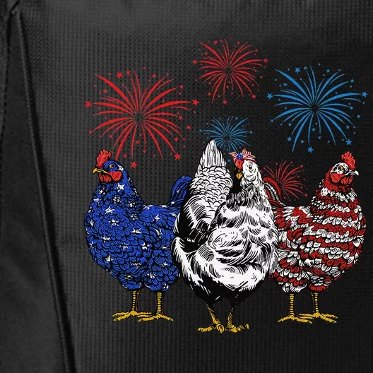 Funny Chickens American Flag Patriotic Farmer 4th Of July City Backpack