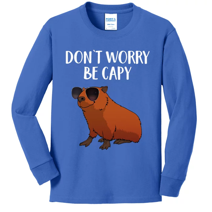 Funny Capybara Art For Cavy Rodent Lover Capybara Kids Long Sleeve Shirt