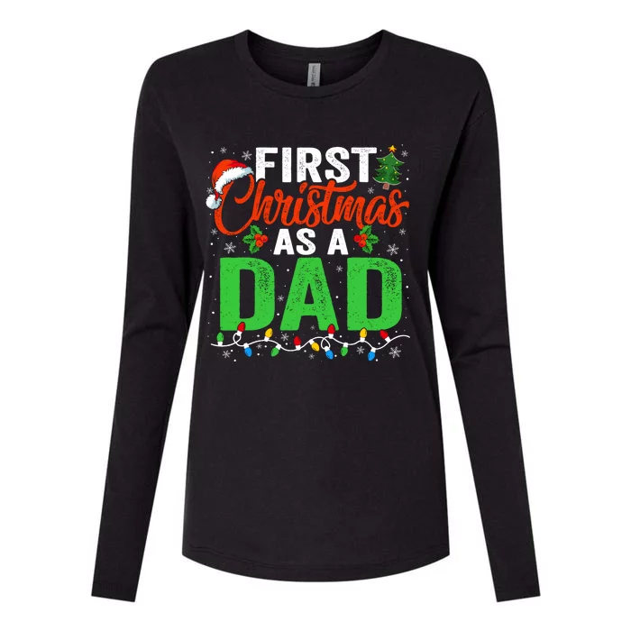 First Christmas As A Dad Xmas Lights New Dad Christmas Womens Cotton Relaxed Long Sleeve T-Shirt