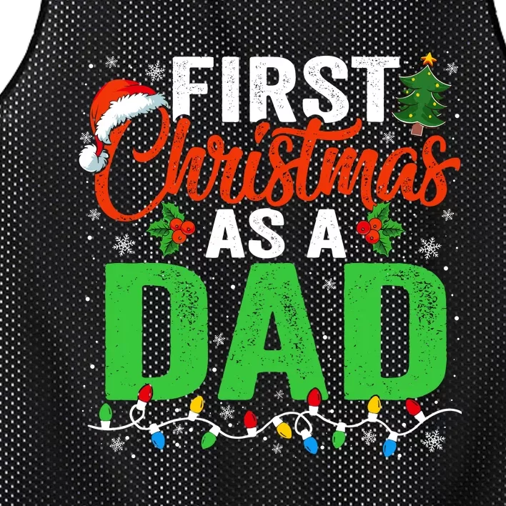 First Christmas As A Dad Xmas Lights New Dad Christmas Mesh Reversible Basketball Jersey Tank