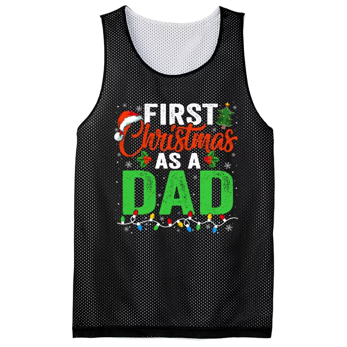 First Christmas As A Dad Xmas Lights New Dad Christmas Mesh Reversible Basketball Jersey Tank