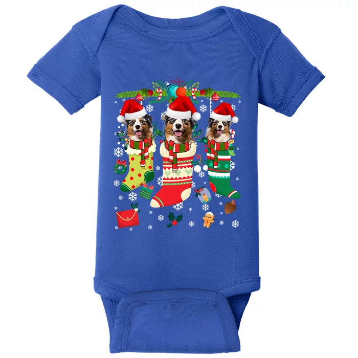 Funny Christmas Australian Shepherd Dogs Gift Baby Bodysuit