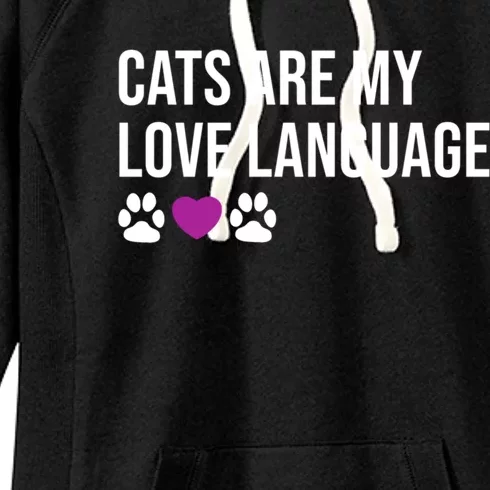 Funny Cats Are My Love Language Design Cool Gift Women's Fleece Hoodie