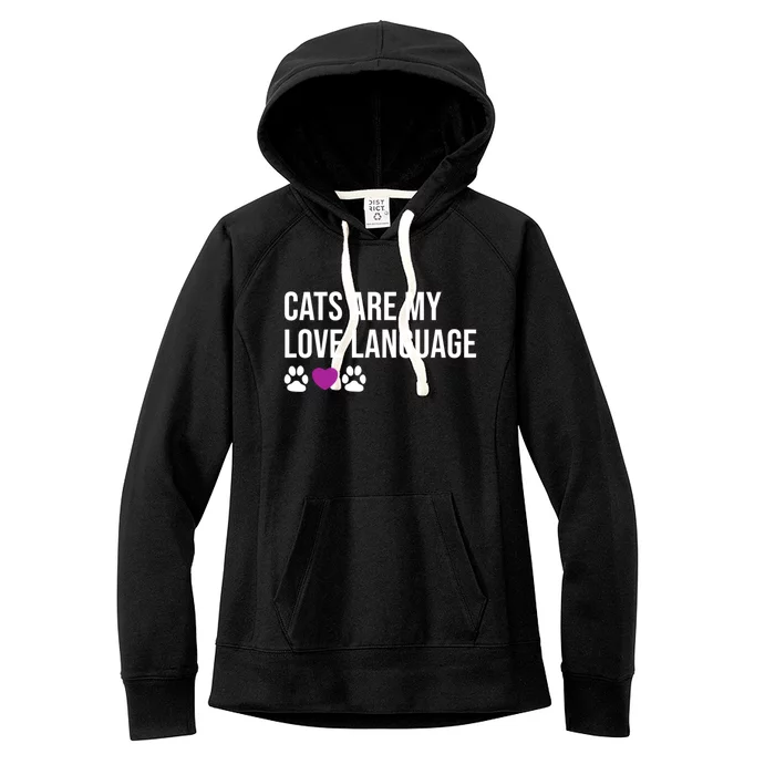 Funny Cats Are My Love Language Design Cool Gift Women's Fleece Hoodie