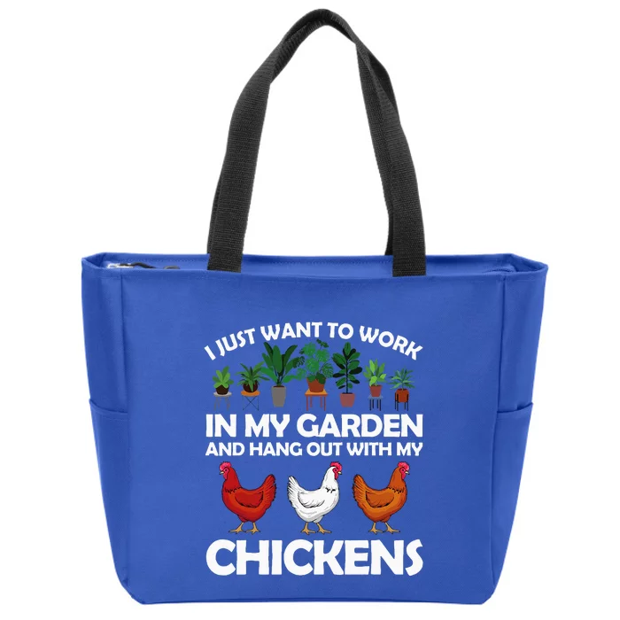 Funny Chicken Art For Women Gardening Chicken Lover Zip Tote Bag