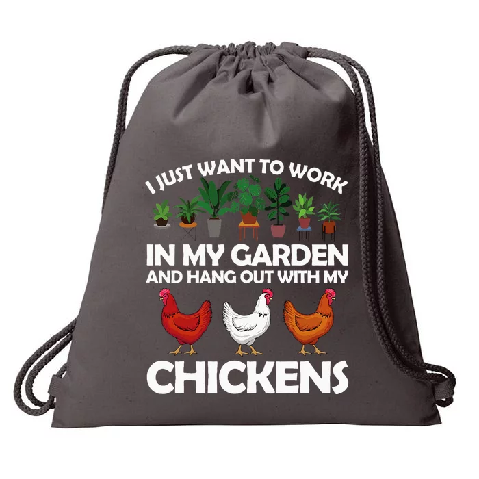 Funny Chicken Art For Women Gardening Chicken Lover Drawstring Bag